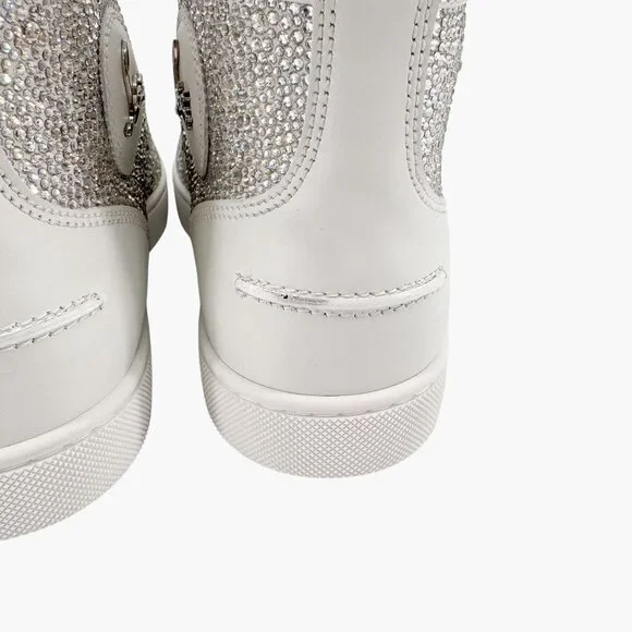 Christian Louboutin Louis Strass High Top Sneakers Size 40 US 10 White Crystal - Picture 8 of 15